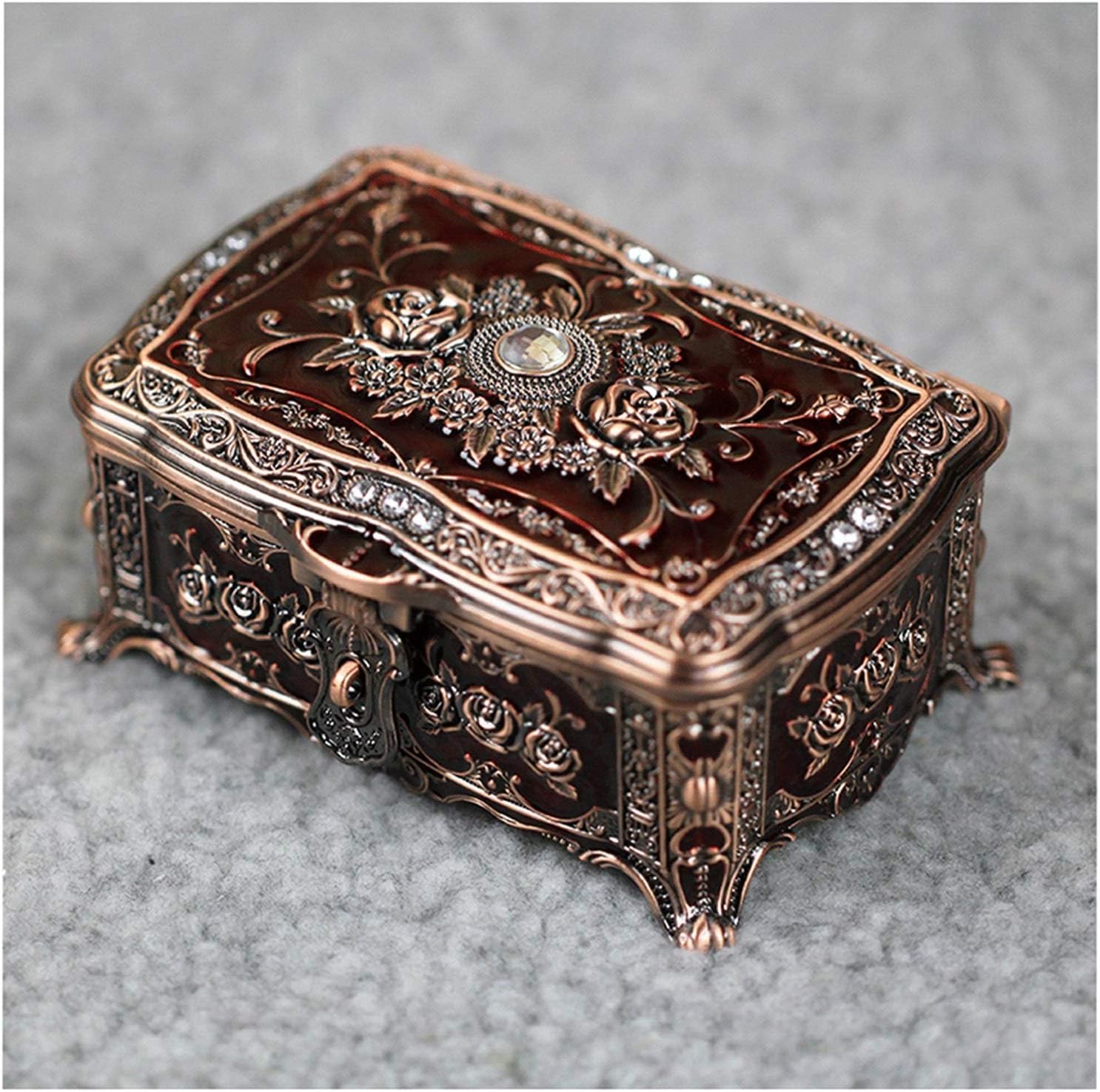 Amazon｜ジュエリーボックスオーガナイザーヴィンテージメタルジュエリーボックス小さな装身具ジュエリー収納ボックスリングイヤリングネックレス