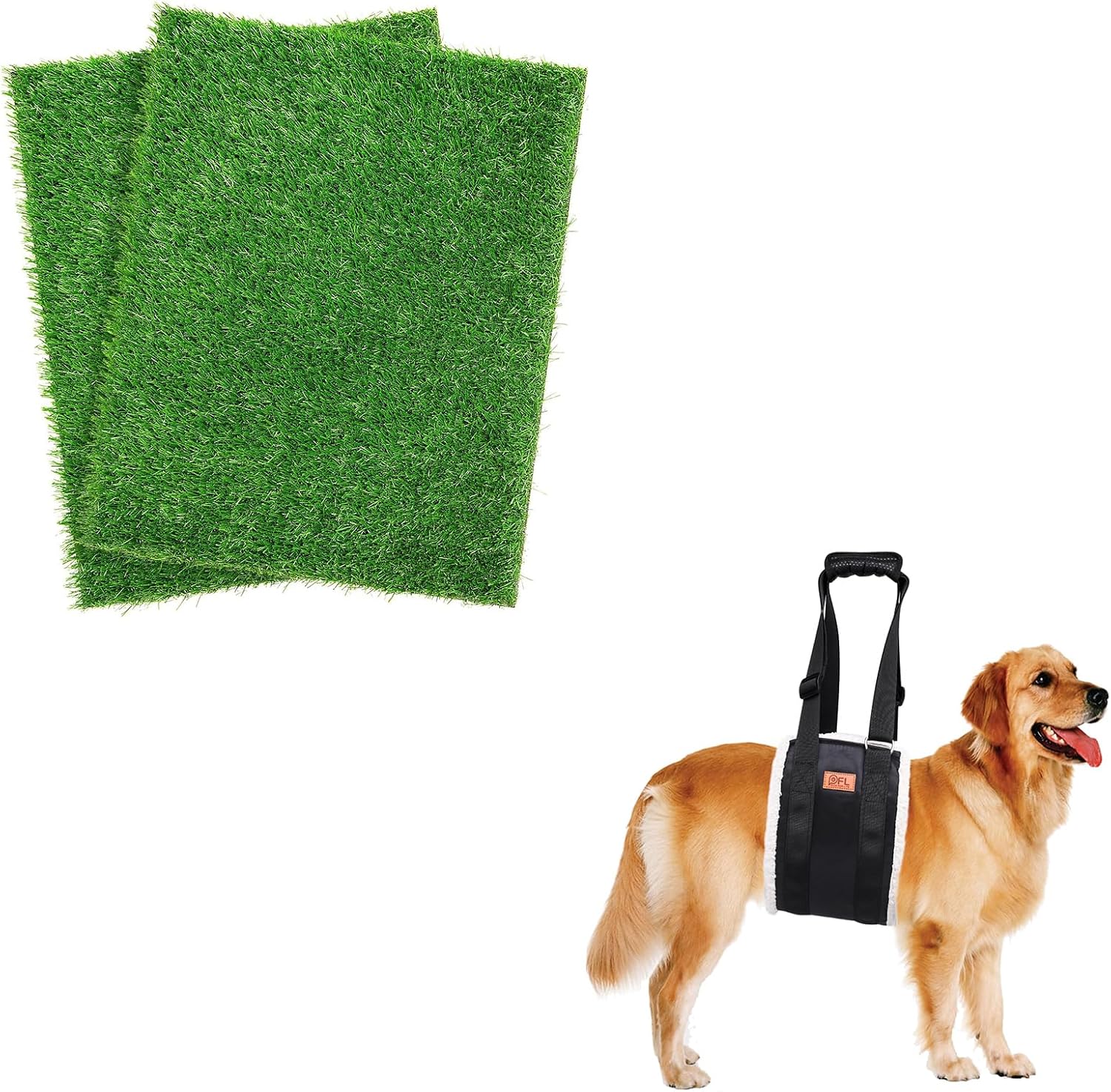 Artificial Dog Grass Pee Pad 30.5"x30.5" 2 Pack，Adjustable Dog Lift Harness Dog Sling for Large Dogs