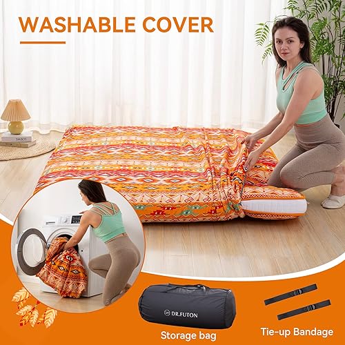 Miniatura 4 de Dr.Futon Colchón de futón japonés extra grueso plegable enrollable para invitados, tumbona y tabel