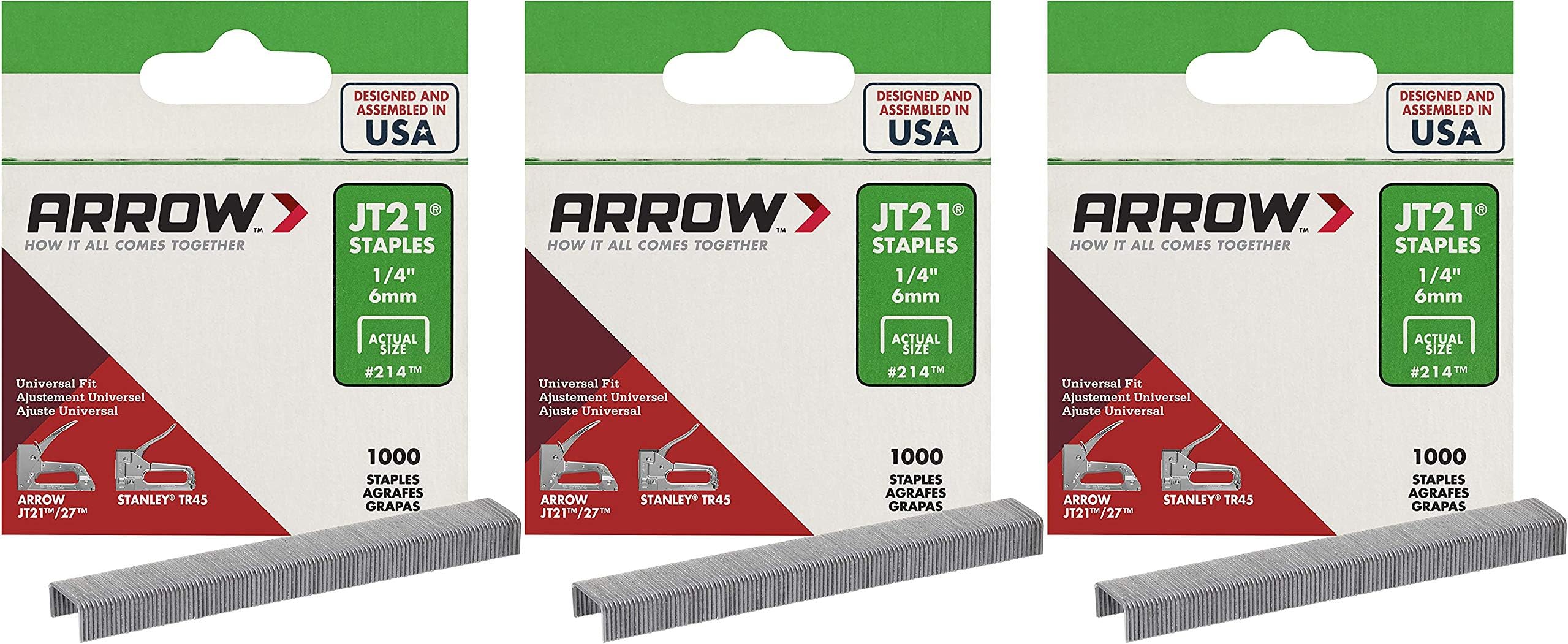 Arrow Fastener 257 T25 7/16-Inch Staples - 1,000-Pack Round Crown Staples For Staple Guns