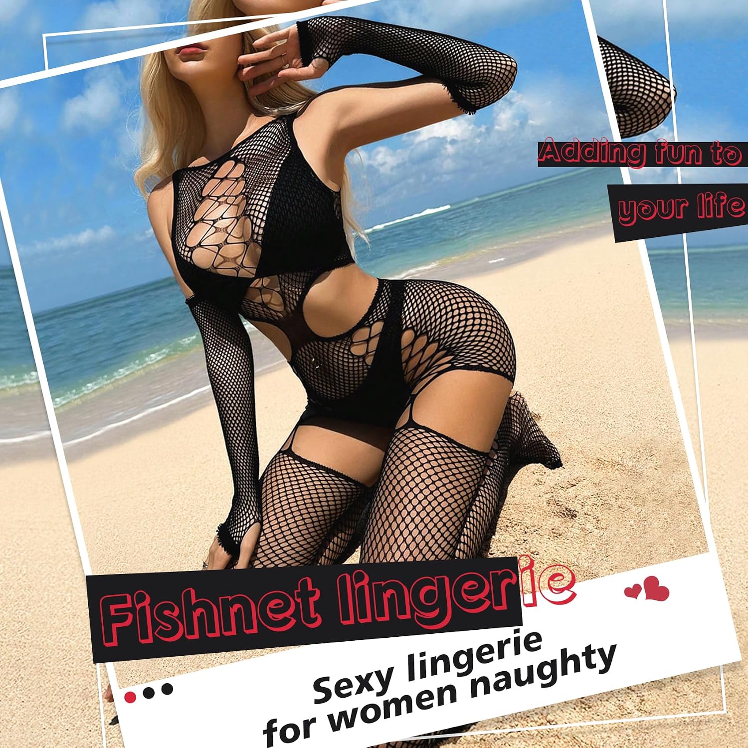 Famstar Sexy Lingerie for Women Naughty Fishnet Lingerie Set Bodysuit Outfits Teddy Sheer Mesh Erotic