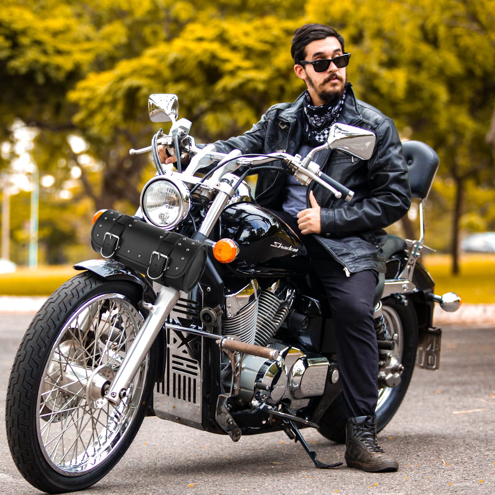 Uniwersalna torba podsiodłowa motocyklowa, torba na narzędzia motocyklowe, skóra PU, wodoszczelna torba na narzędzia, okrągłe torby na siodełko, modna torba do przechowywania motocykla, czarna