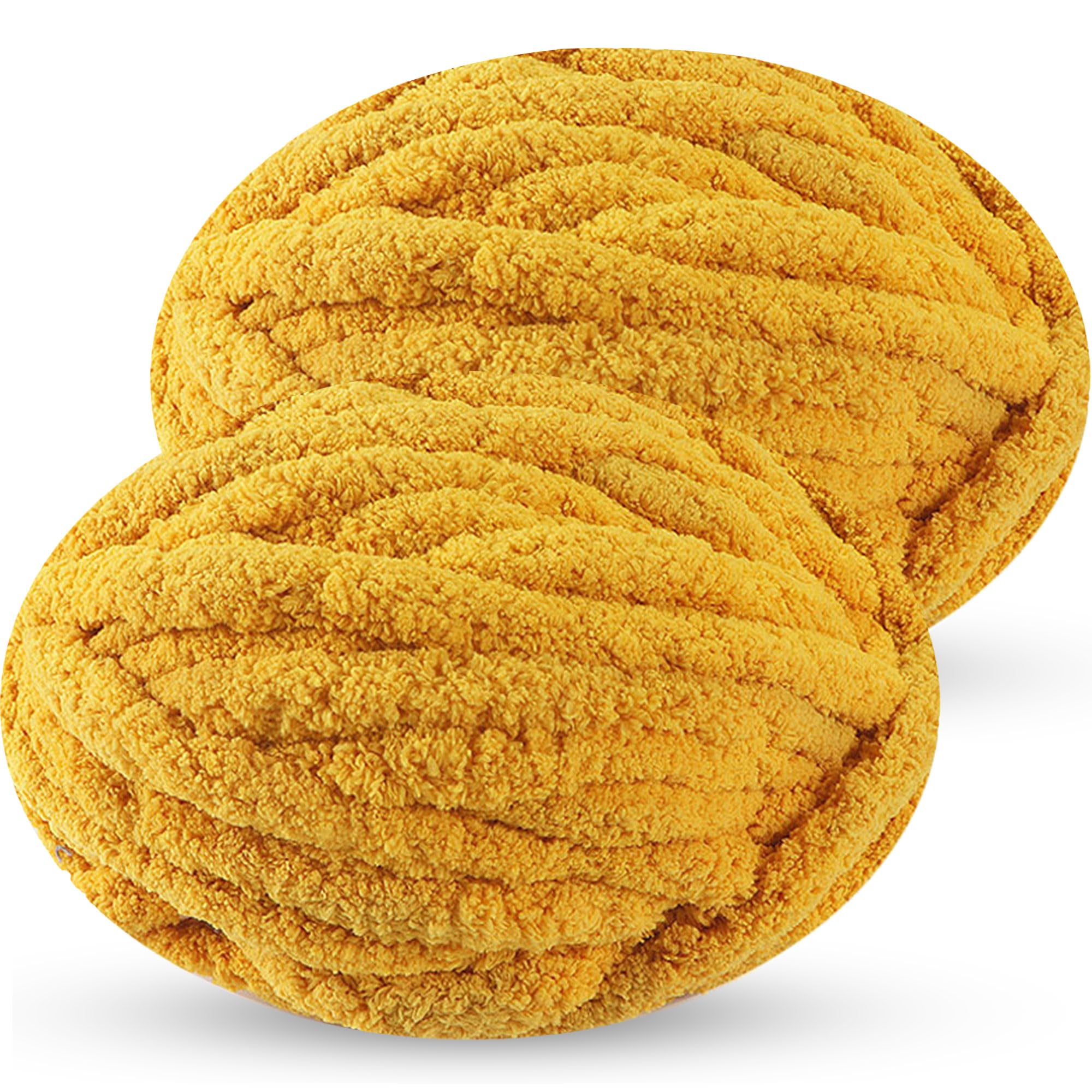 DISDADA Chunky Yarn for Hand Knitting 2 Γ 250g, Fluffy Thick Jumbo Wool Yarn Blanket (Dark Yellow)