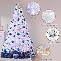 Vista 85 de Yaheetech 7.5ft Pre-lit Spruce Artificial Christmas Tree Snow Flocked Hinges Tree with 550 Multicolor LED Lights & 1284 Branch Tips & Metal Stand