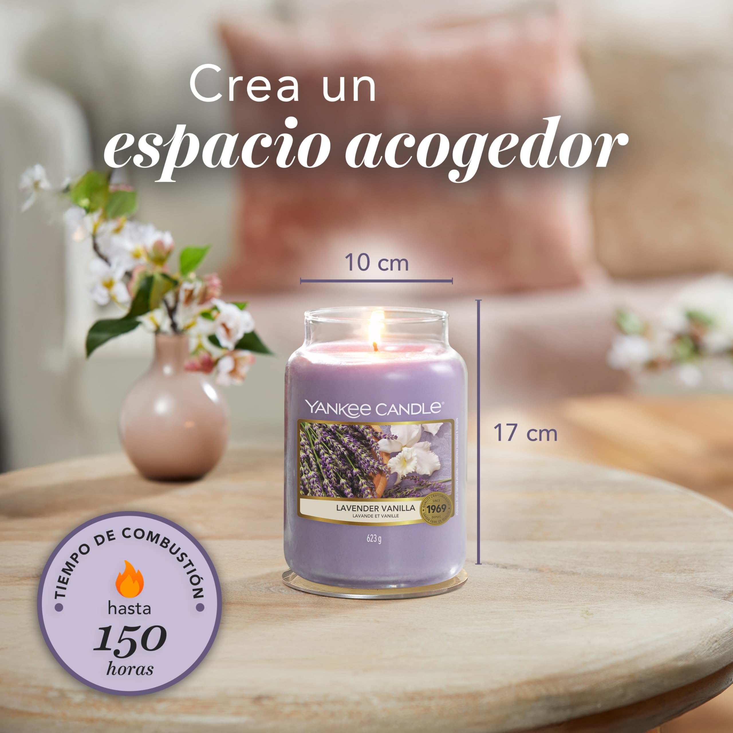 Yankee Candle vela perfumada|Lavender Vanilla vela en tarro grande | Velas de larga duración: hasta 150 h | Regalo ideal para mujer