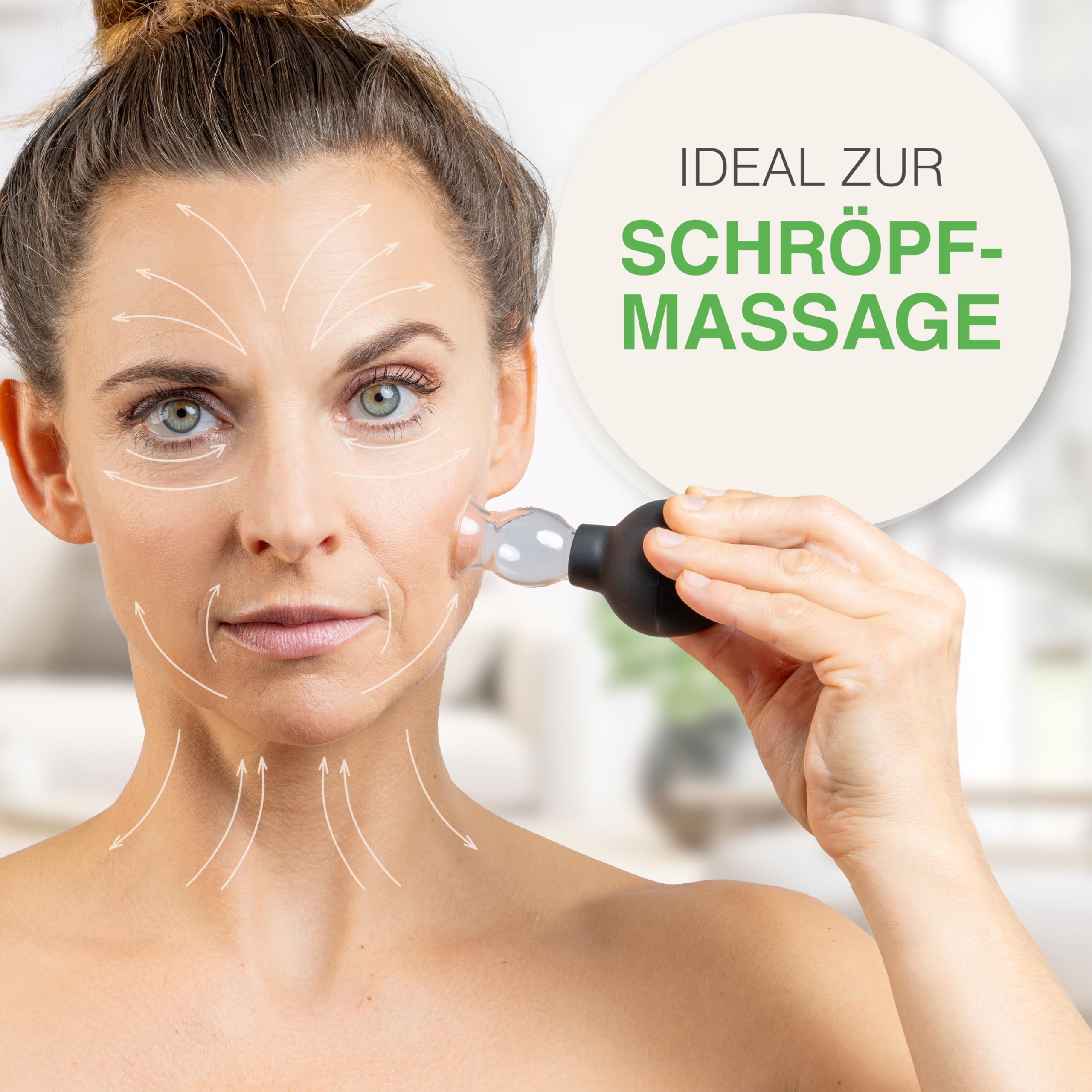 BACKLAXX ® Schröpfgläser Set aus Echtglas mit Saugball Silikon & Faszienschaber, Schröpfen gegen Cellulite, Face Cupping Set gegen Falten, Schröpfglas gegen Verspannungen, Schröpfgerät mit eBook