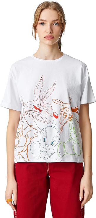 Koton T-Shirt Donna A Righe - Cotone Morbido, Girocollo, Manica Corta, Colore Bianco Taglia XXL - Lavabile In Lavatrice - 5