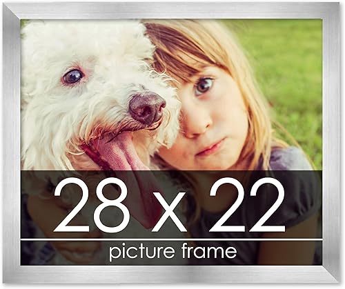 Miniatura 56 de Marco de 28 x 36 pulgadas de madera de peltre plateado con plexiglás acrílico UV, parte trasera de tablero de espuma y accesorios incluidos