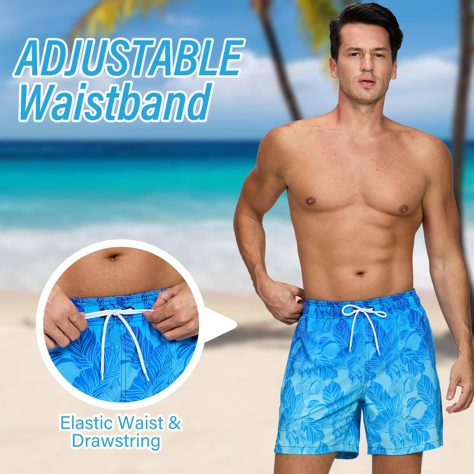 Vorvowry Costume Uomo Mare Calzoncini Asciugatura Rapida Costumi da Bagno Impermeabile Boxer con Tasca Estivi Pantaloncini Uomo Colore Sfumatore per Nuoto Corsa Fitness