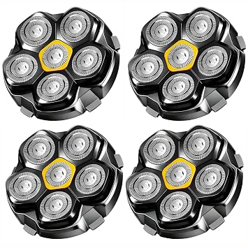 6 Blade Magnetic Replacement Shaving Heads Compatible with 6D Blade Head Compatible with Head Shavers for Bald Men,4 Pack Travel Size