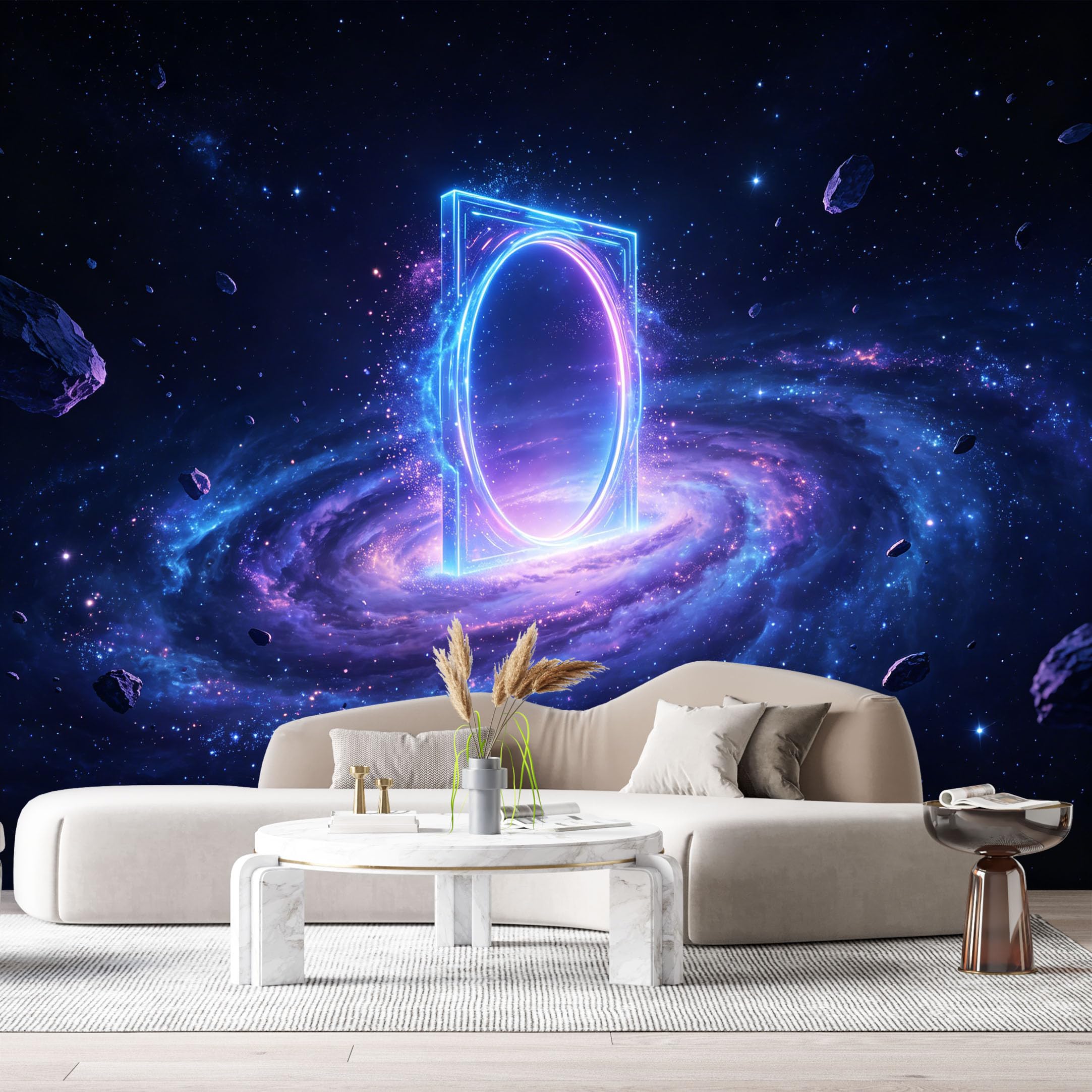 Custom Size Wall Murals Cosmic Portal Galaxy Abstract Space Nebula 3D Effect SelfAdhesive Wall Fabric Removable Large Wallpaper for Photo Living Room