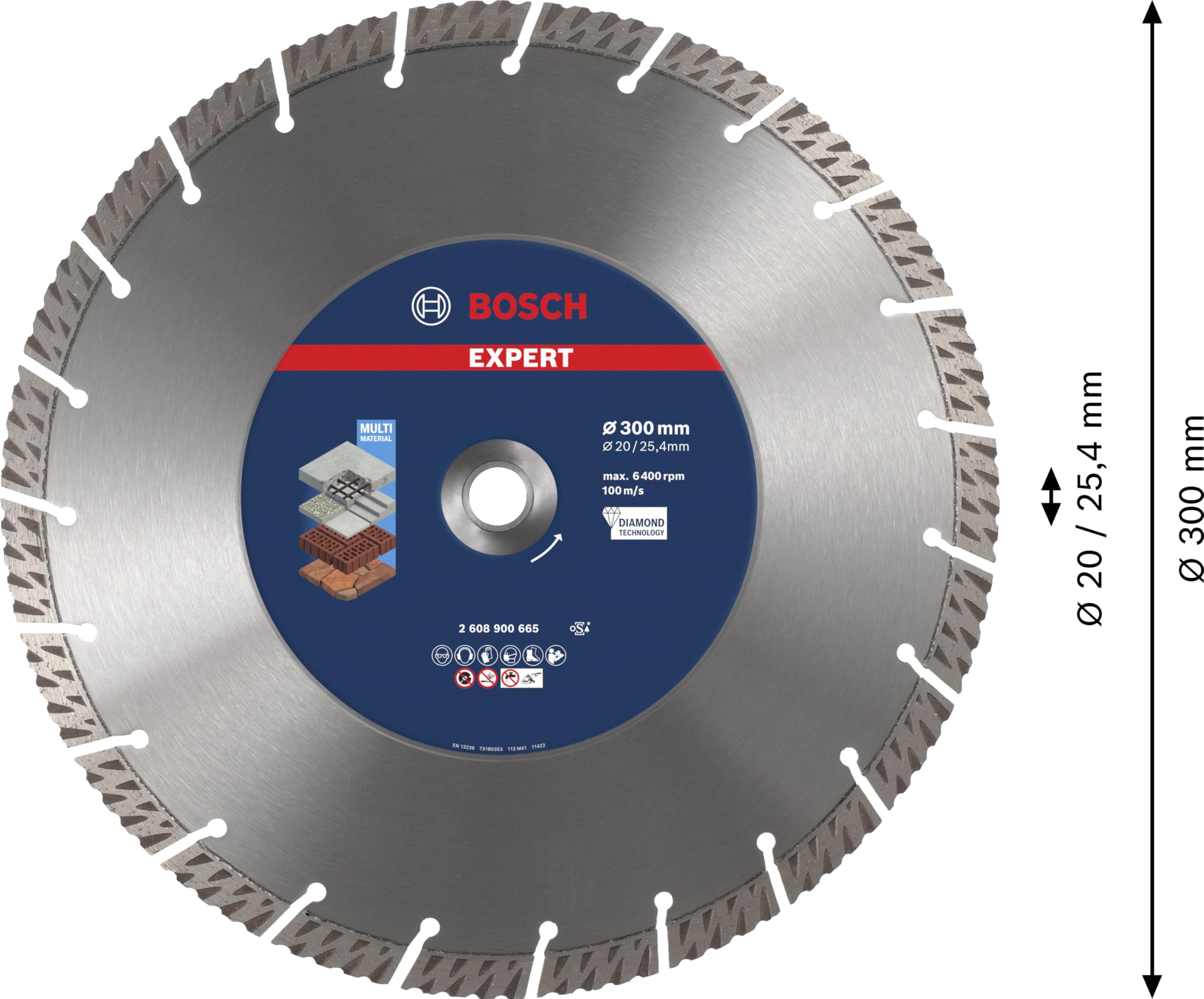 Bosch Professional 1x Dischi diamantati Expert MultiMaterial (per Calcestruzzo, Ø 300 mm, accessorio Sega circolare da banco, Mototroncatrice a scoppio)