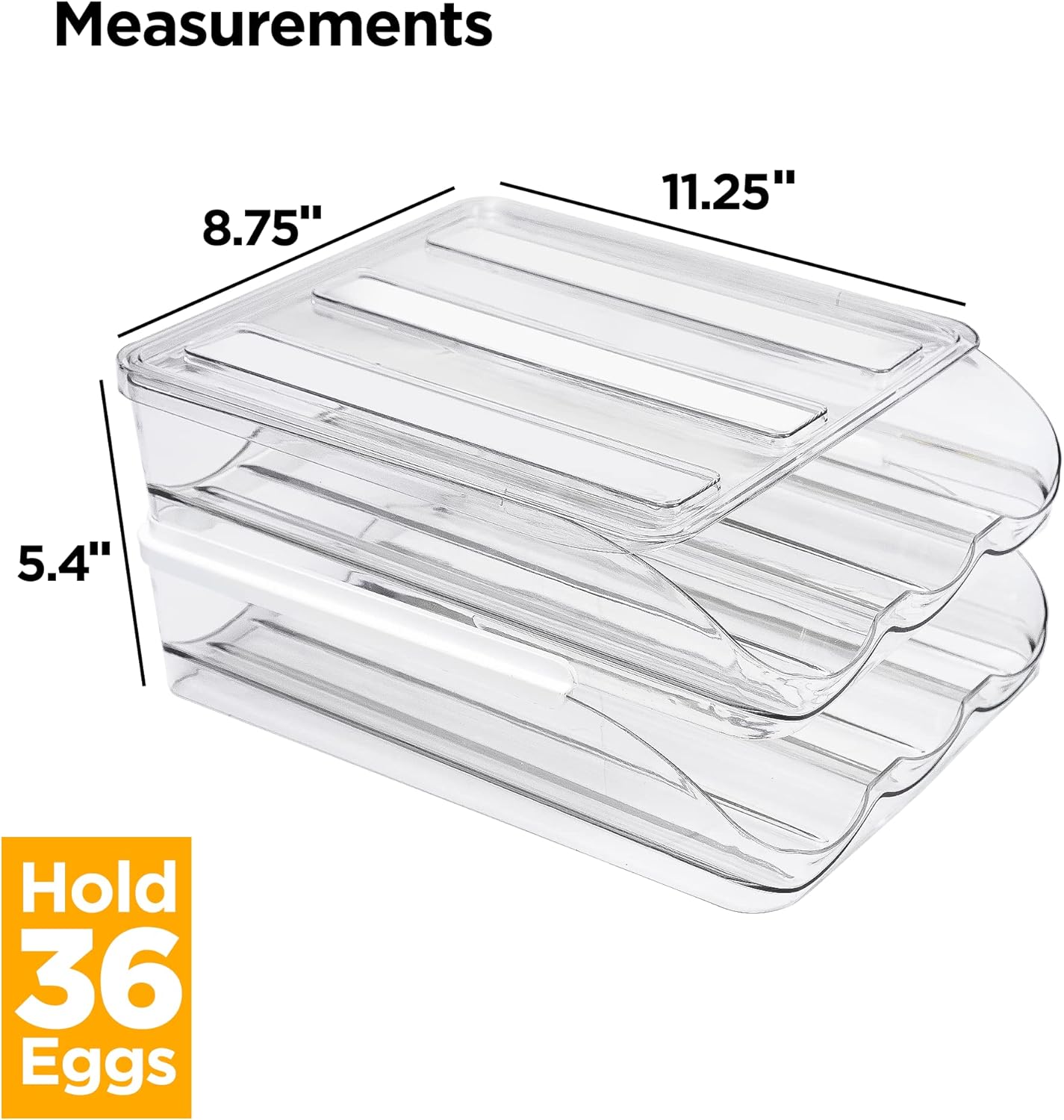 Egg Holder for Refrigerator | New & Improved Auto Rolling Stackable Fridge Egg Storage Organizer/ Container (36 Eggs)