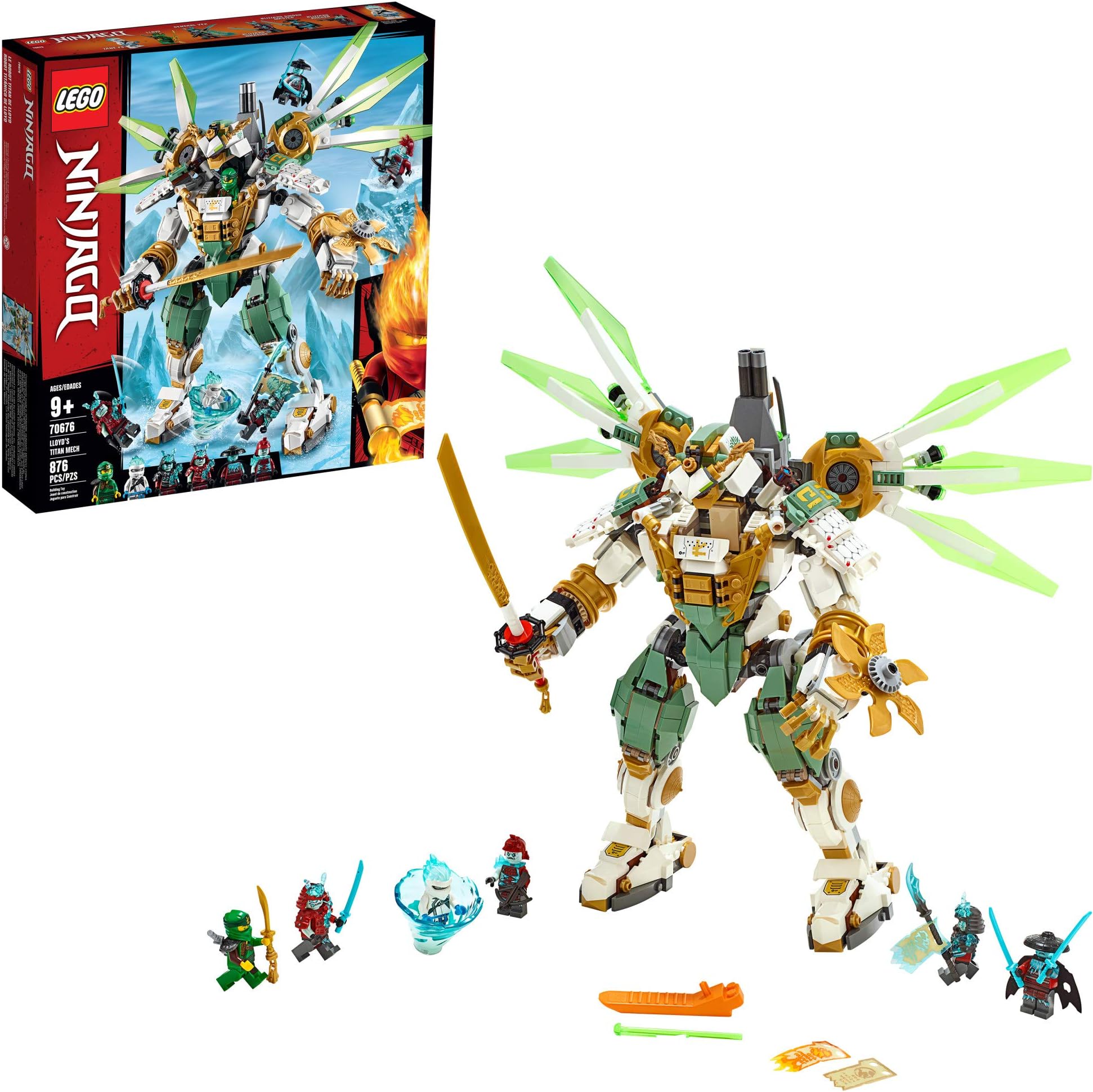 LEGO NINJAGO Lloyd's Titan Mech 70676 Ninja Toy Building Kit with Ninja Minifigures for Creative Play, Fun Action Toy includes NINJAGO characters including Lloyd, Zane FS and more (876 Pieces)