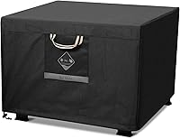 Vista 19 de QH.HOME Cubierta redonda para hoguera súper impermeable, cubierta redonda de 40 pulgadas para fogatas al aire libre, 600D, fuerte resistente a