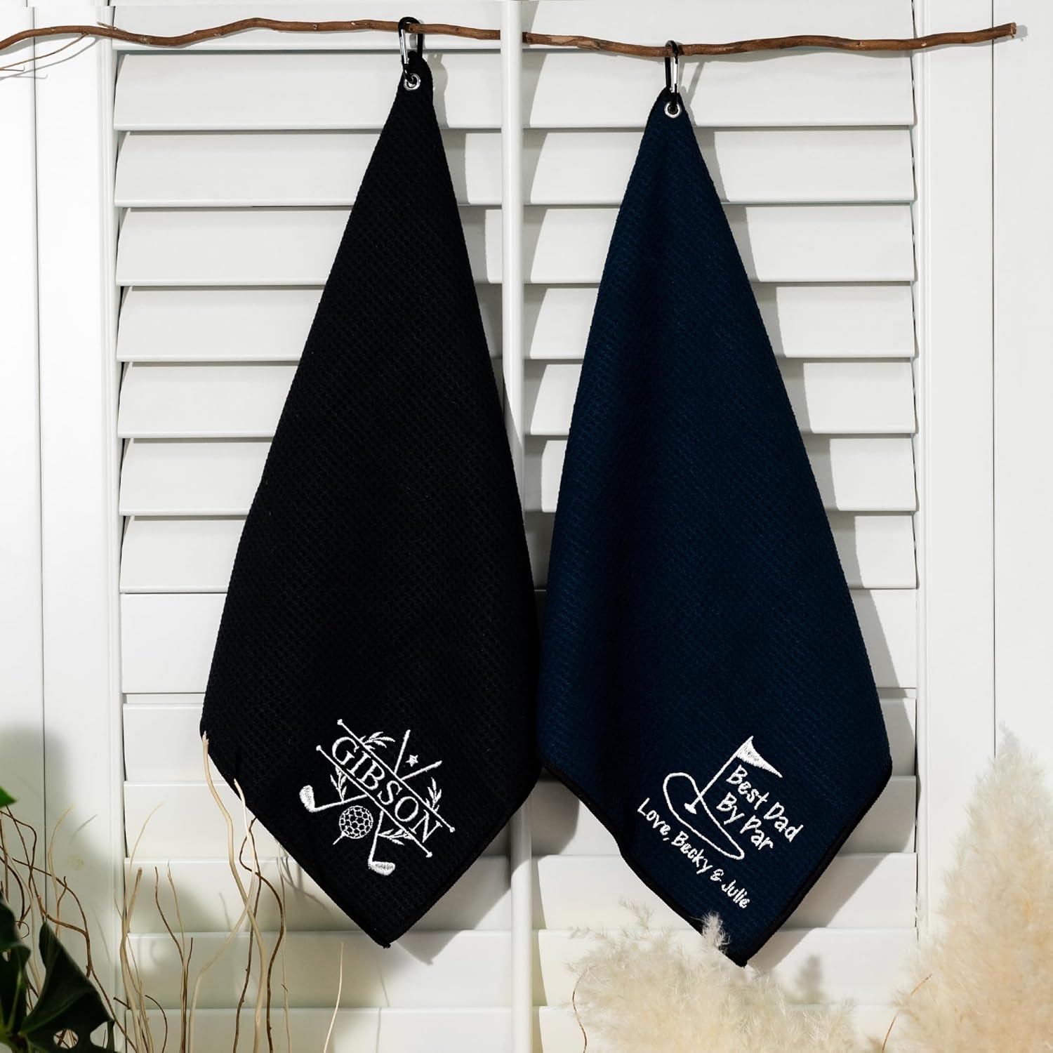 Personalized Embroidered Golf Towel, Golf Towels with Hooks, Custom Golf Gift for Golf Lovers Dad Husband - Image 2