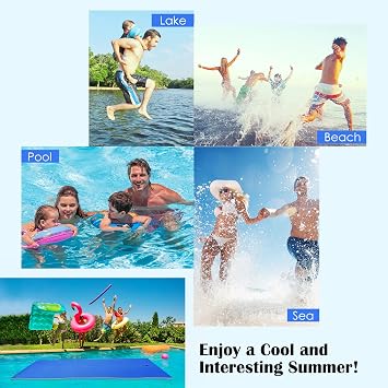 Safstar 12FT x 6FT Floating Water Mat, 3-Layer XPE Foam Floating Pad with Mooring Device & Roll-Up Straps, Floating Matt for 4-6 Person 880LBS Load, Lily Pad Floating Mat for Lake Pool