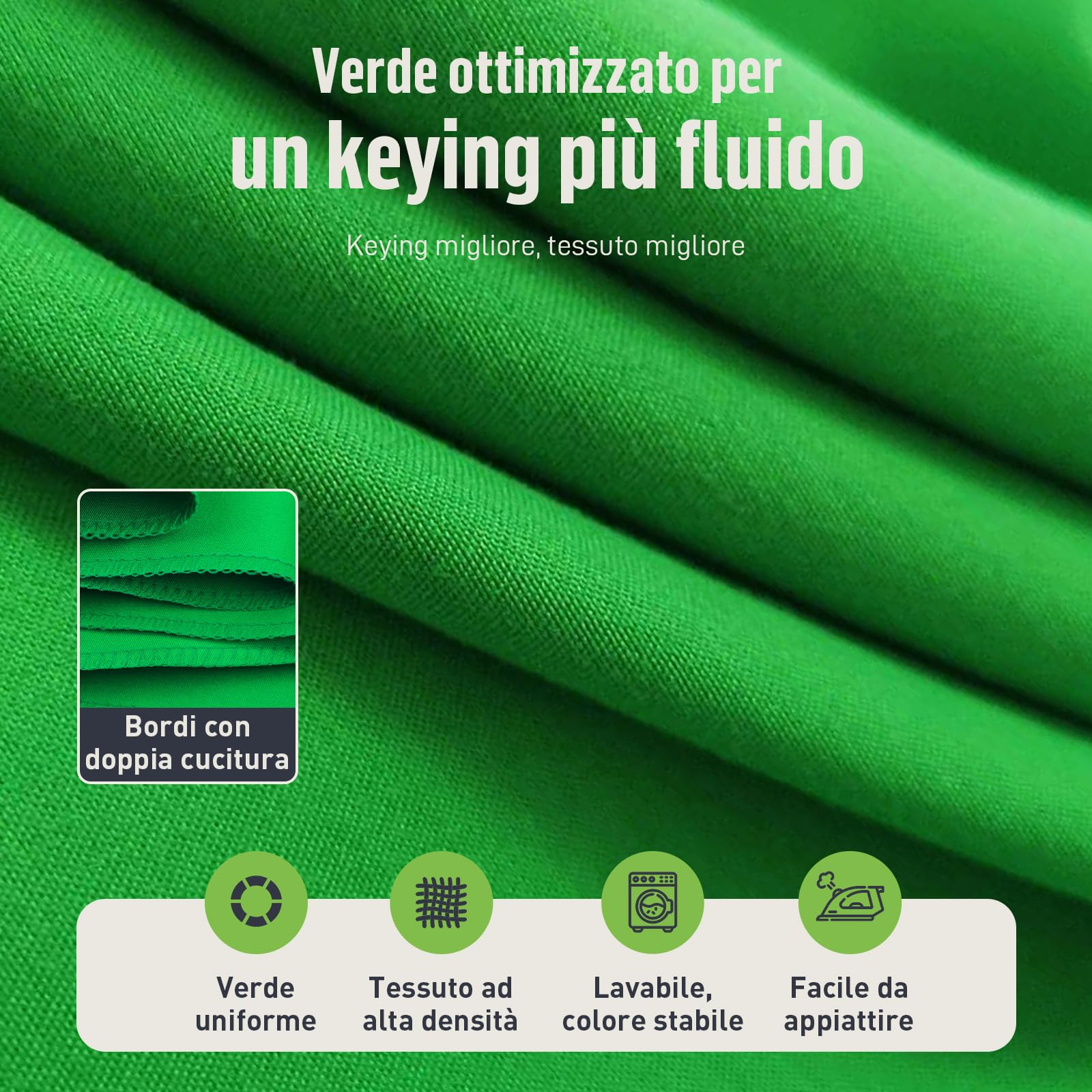 Sfondo verde schermo con supporto kit, 6,5 x 6,5 m portatile verde schermo stand con schermoverde da 5 x 6,5 m per streaming, videogiochi, zoom
