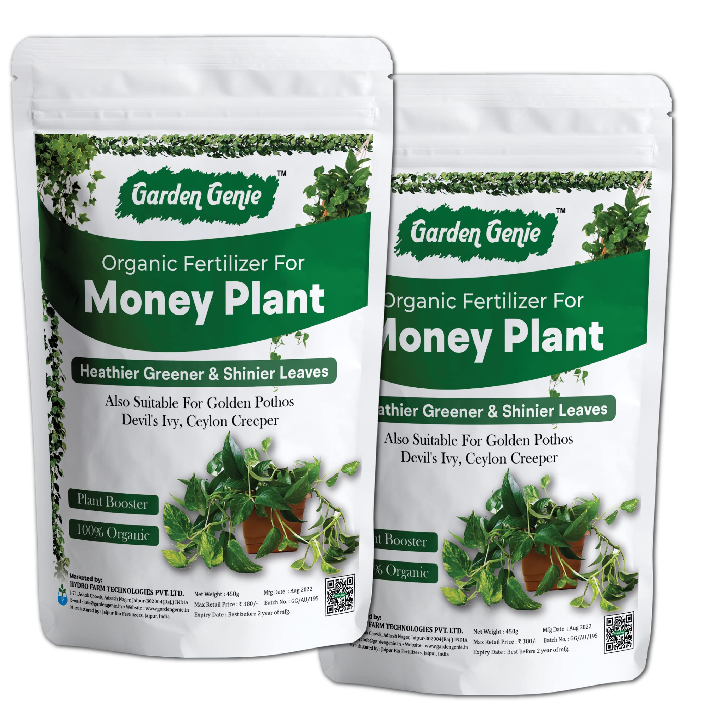 Garden Genie Money Plant Growth Booster Fertilizer for Healthier, Greener, Shinier Leaves | Essential Organic Khaad for Indoor & Outdoor Home Garden Pot Plants, 900g (2 Packs of 450g) (B0BC1T1QRG) Amazon Price History, Amazon Price Tracker