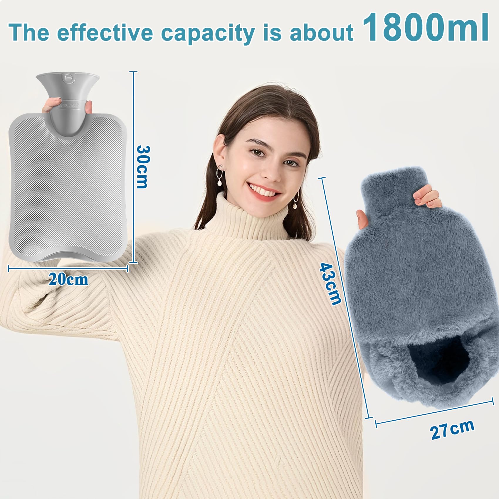 Calienta Pies Bolsa De Agua Caliente 2L, Sentasi Calentador De Pies Sin Electricidad Longitud 36cm, Calientapies Para Hombre/Mujer