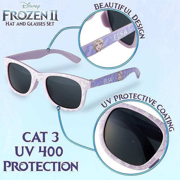 Disney 100% UV Lunettes de Soleil Fille et Ensemble Réglable Casquette - 5