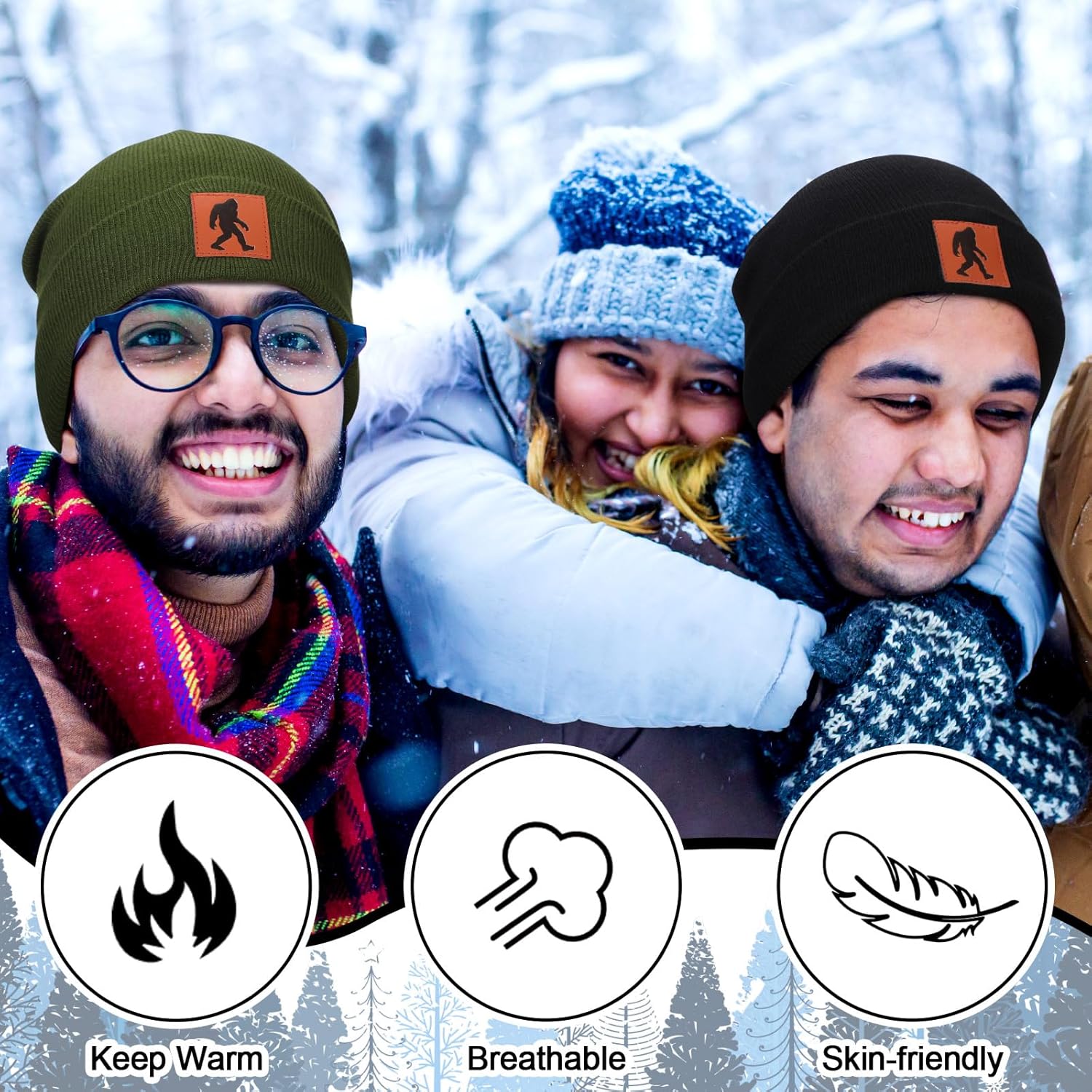 6 Pcs Sasquatch Beanie Sasquatch Hat Winter Knit Cuffed Beanie for Men Women Gifts for Christmas Birthday - Image 4