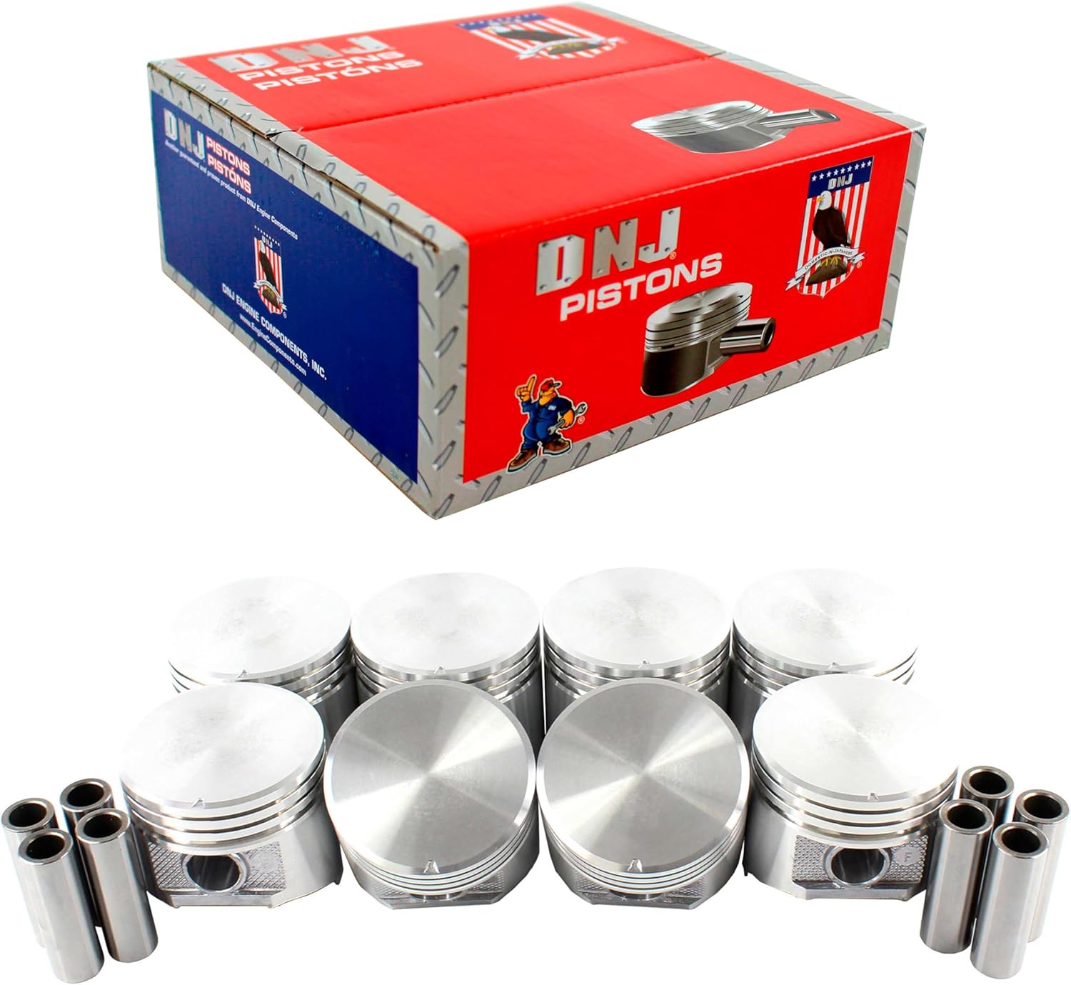 DNJ P1142 Piston Set Standard for 1992-2003 Dodge, Jeep B150, B1500, B250 5.2L V8 16V OHV 5211cc