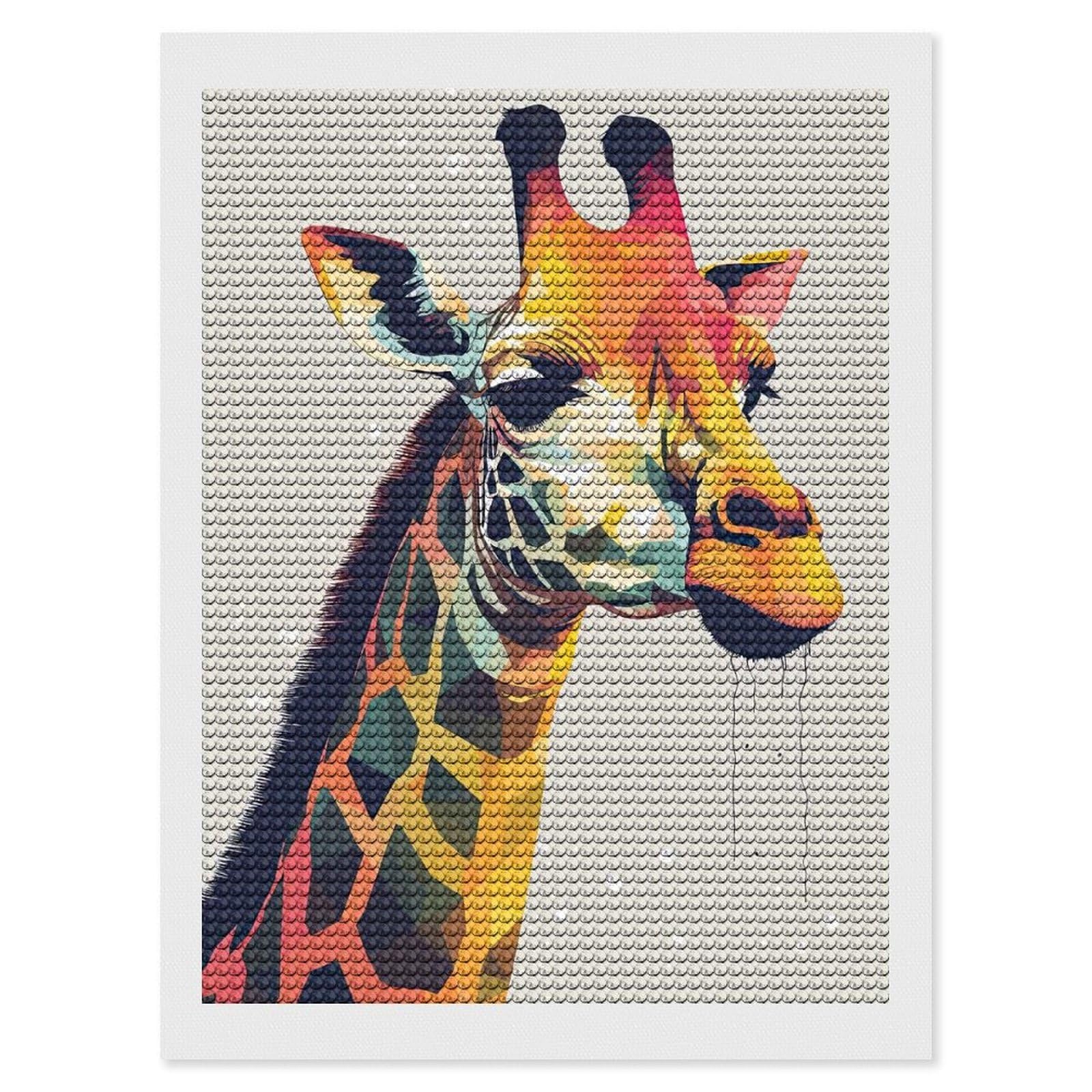 Junmoney Vector Giraffe Diamond Painting Canvas Set 12"x16", for Craft Lovers, Decorate Your Room, Festive Craft Gift, Vintage Style Decor