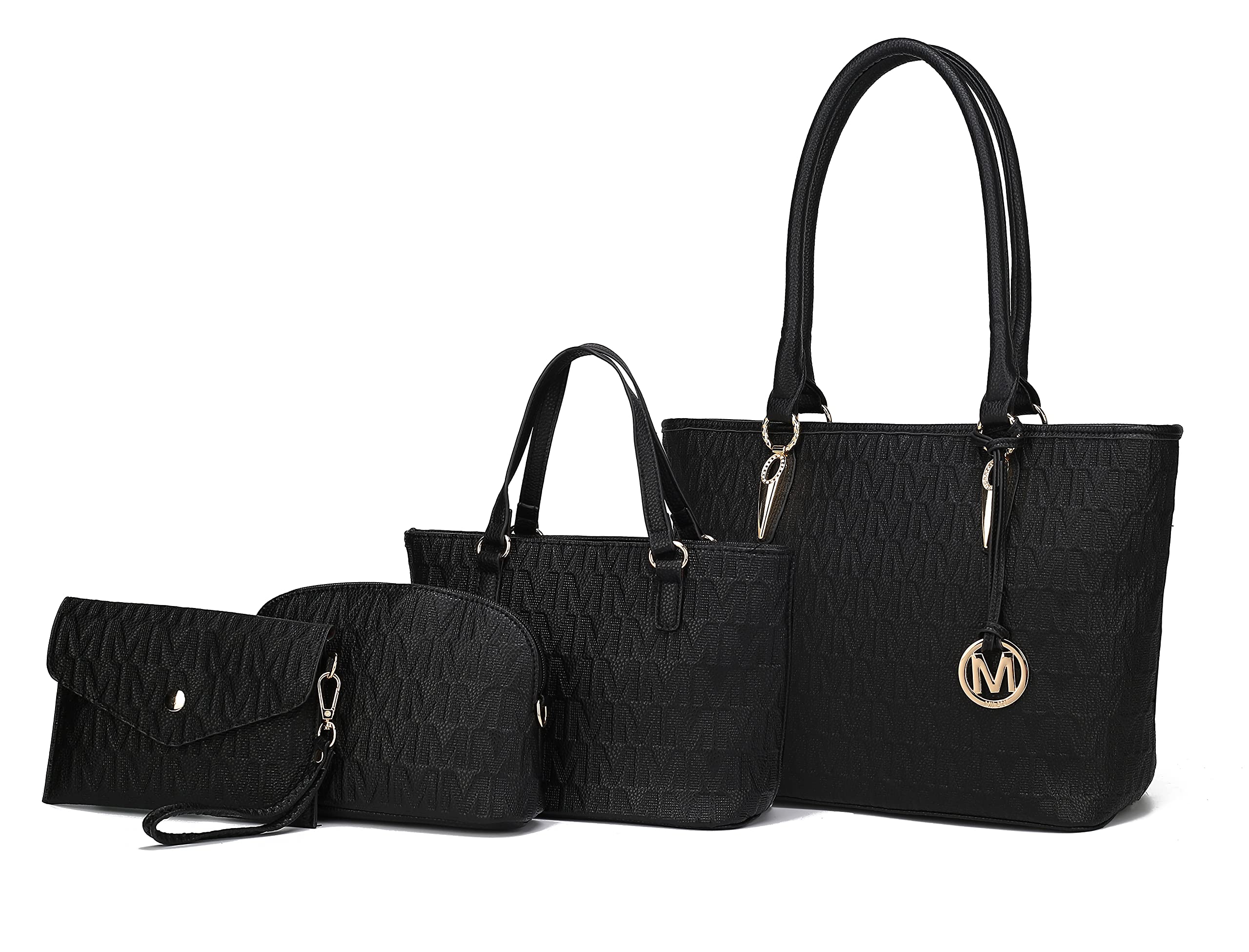 MKF CollectionTote Bag for Women, Shoulder Bag & Wristlet Pouch Top Handle Vegan Leather 4Pcs Set by Mia K