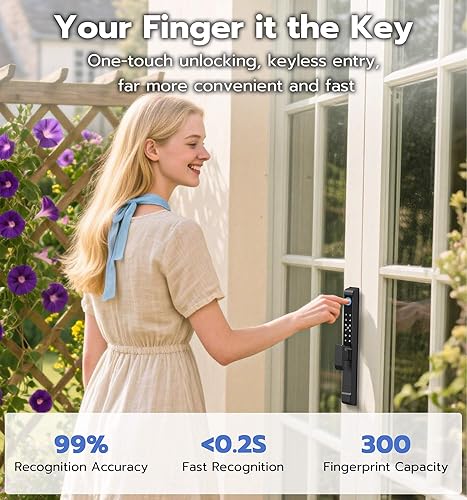 Miniatura 5 de Anweller Cerradura de puerta corrediza de cristal, teclado inteligente con código de huellas dactilares RFID, aplicación Bluetooth, electrónica