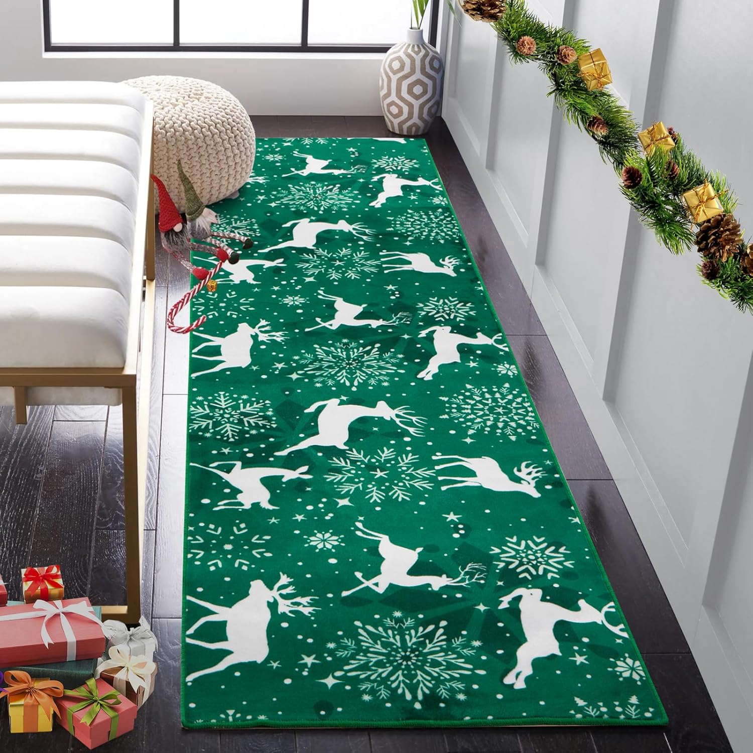 Carvapet Christmas Runner Rug for Hallway 60x240cm Soft Long Floor