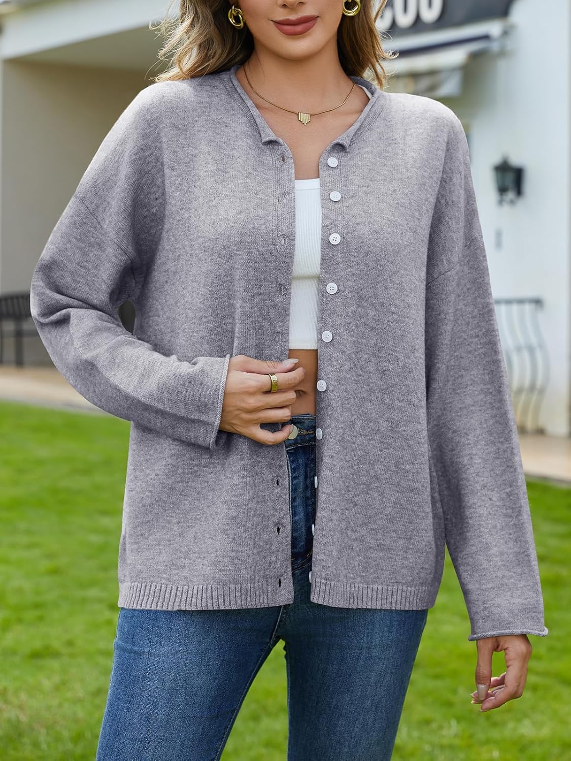 UNCLECAT Womens Button Up Cardigan Sweaters Fall Long Sleeve Outerwear Tops Knit Open Front Clothes - Image 3