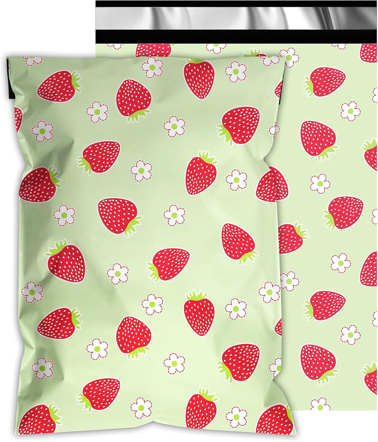 Poly Mailers 10×13 Inch 25 Pcs – Strawberries printed Shipping Bags, 2.4mil Thickness, Waterproof and Tear Resistant Mailing Envelopes, Self-Sealing Packaging Bags for Small Business