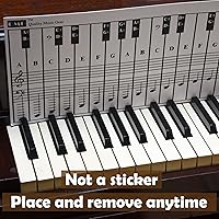 Vista 5 de QMG Tabla de notas de piano y teclado para 88 teclas, uso detrás de las teclas, herramienta visual ideal para principiantes que aprenden piano
