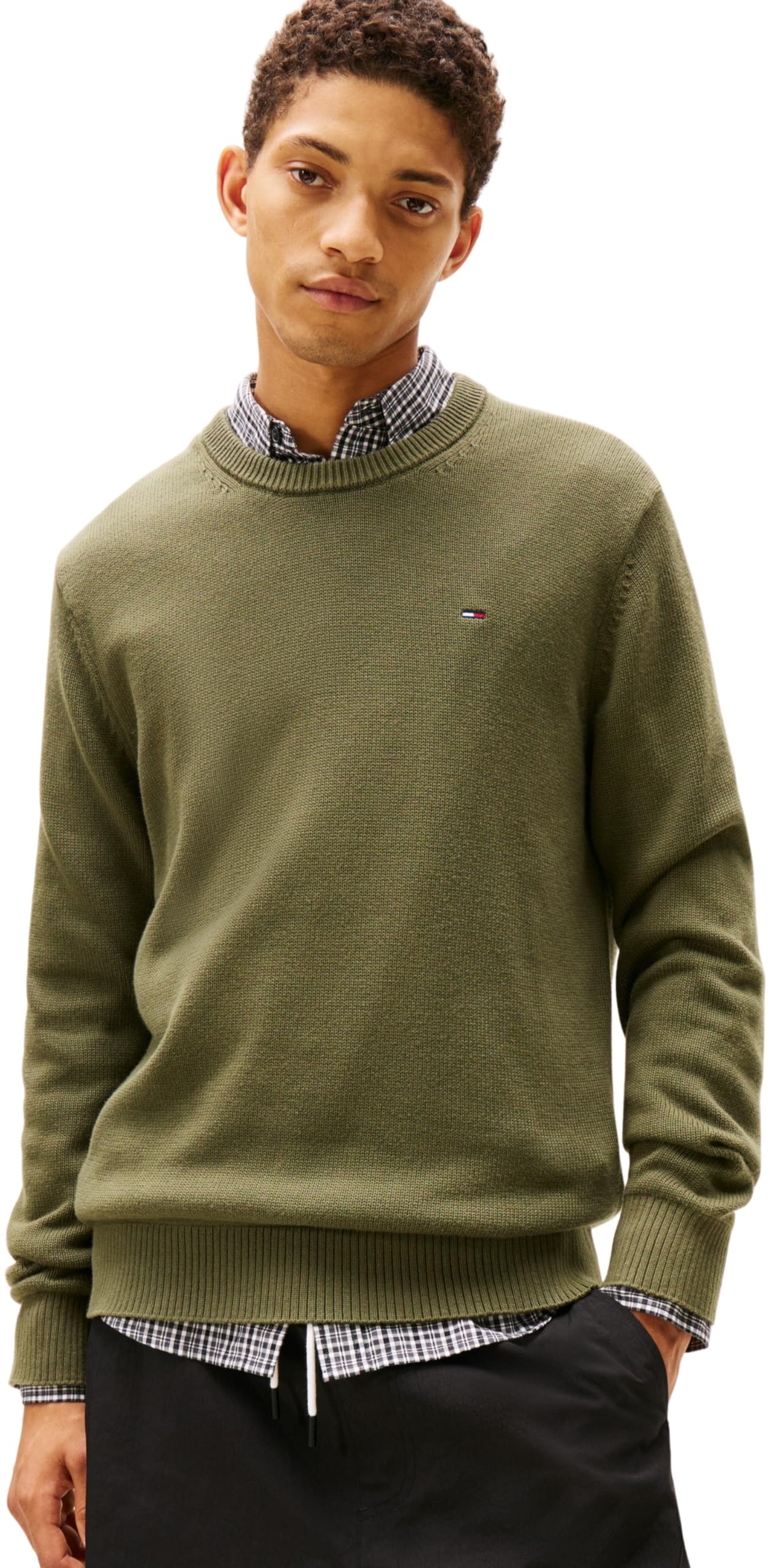 Tommy Jeans Men's TJM Slim Ess Sweater Ext Dm0Dm21787 Pullover, Green (Dark Greenery), L