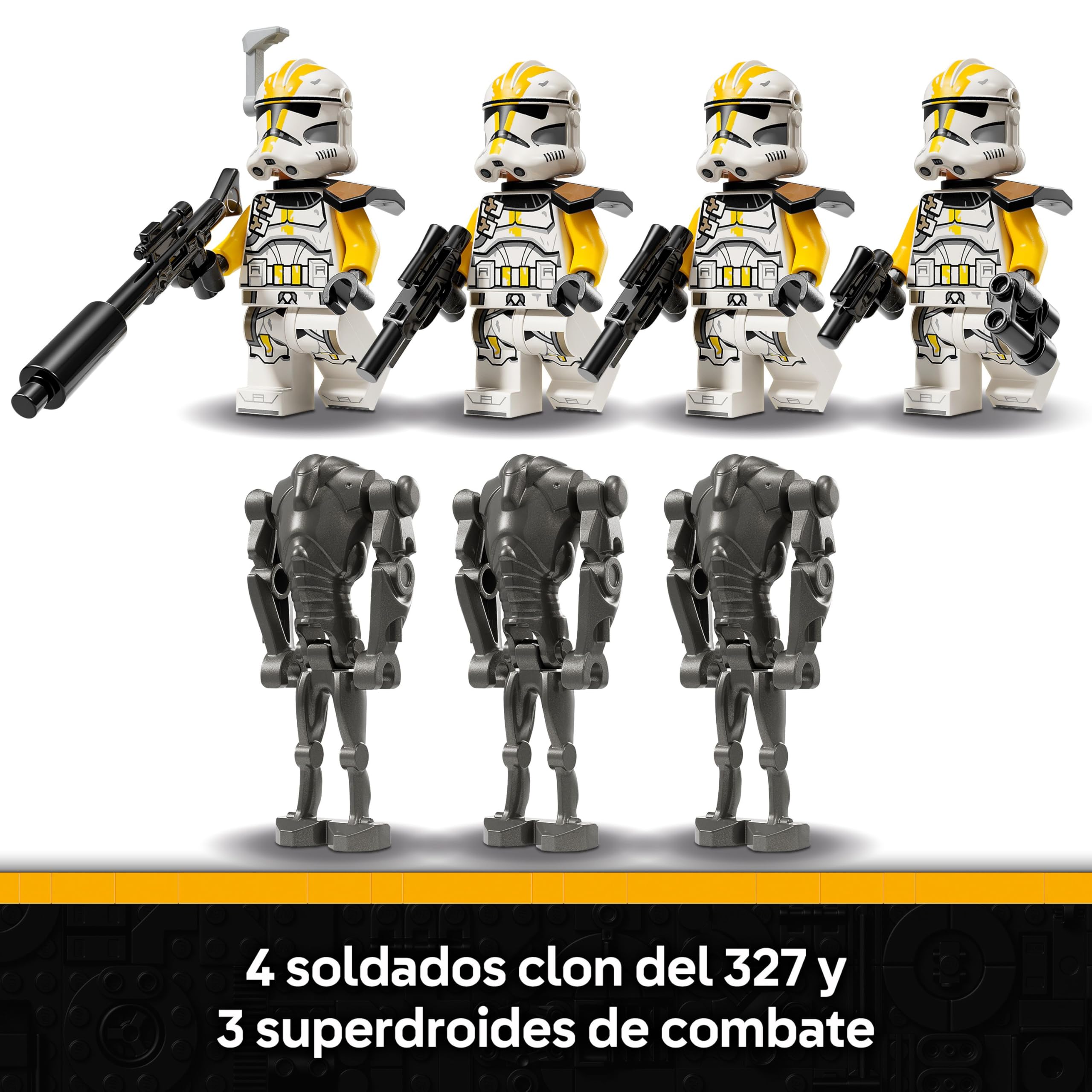 LEGO Star Wars 75431 Pack de Combate: Soldados Clon del 327 Cuerpo Estelar - Juguete de Colección con 4 Minifiguras, 3 Droides y AT-RT - Regalo para Niños de 7+ Años Fans de La Venganza de los Sith