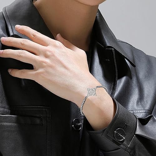 Miniatura 2 de SIPURIS Pulsera de nudo de bruja nudo celta símbolo de wiccano nudo mágico pulsera de joyería de brujería pulsera de acero inoxidable ajustable