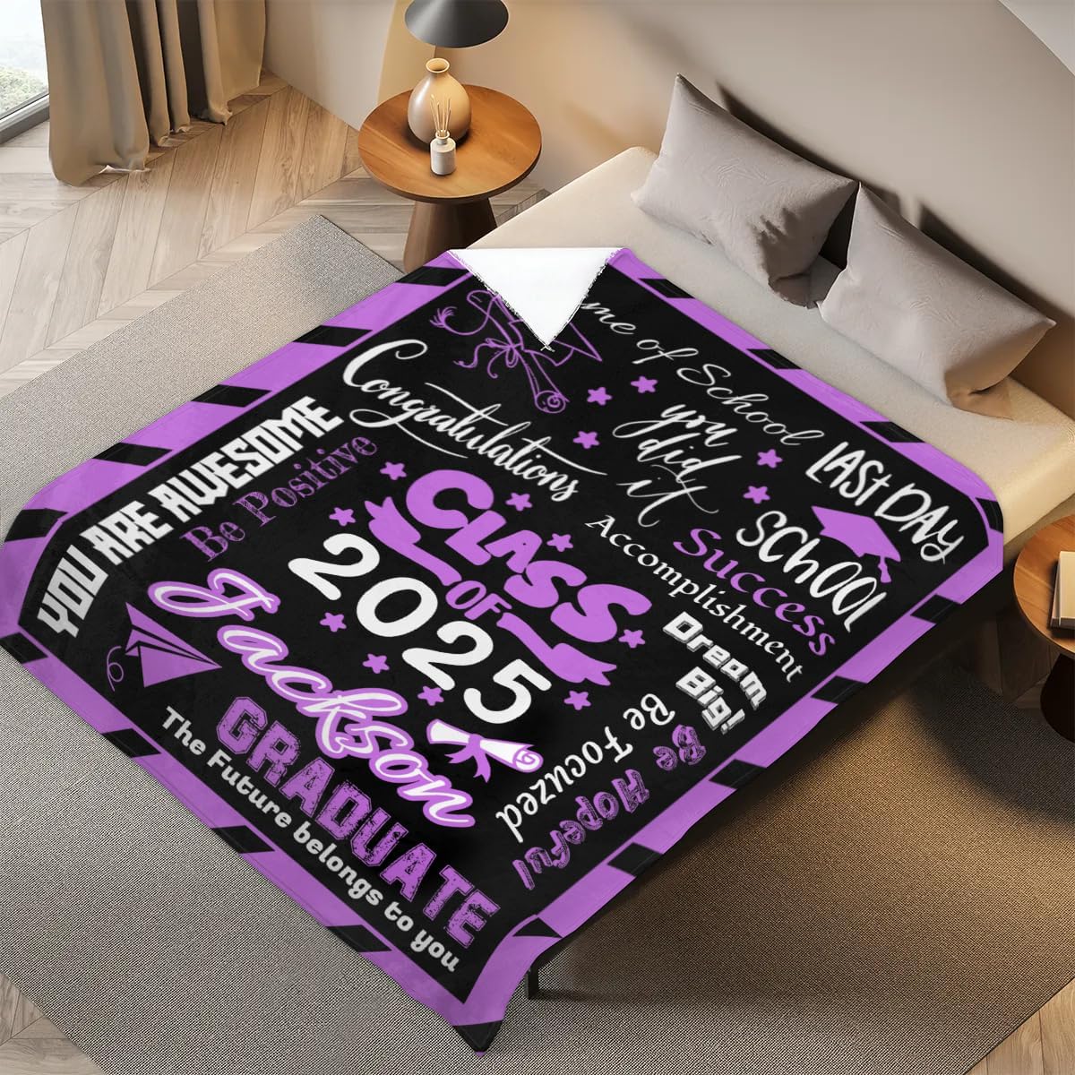 Graduation Gifts - 2026 Graduation Gifts for Her Him - Personalized Class of 2025 2026 2027 Graduation Blankets, College Graduation Gifts for Women Men, Graduation Blanket Gifts 50X40in, Magenta