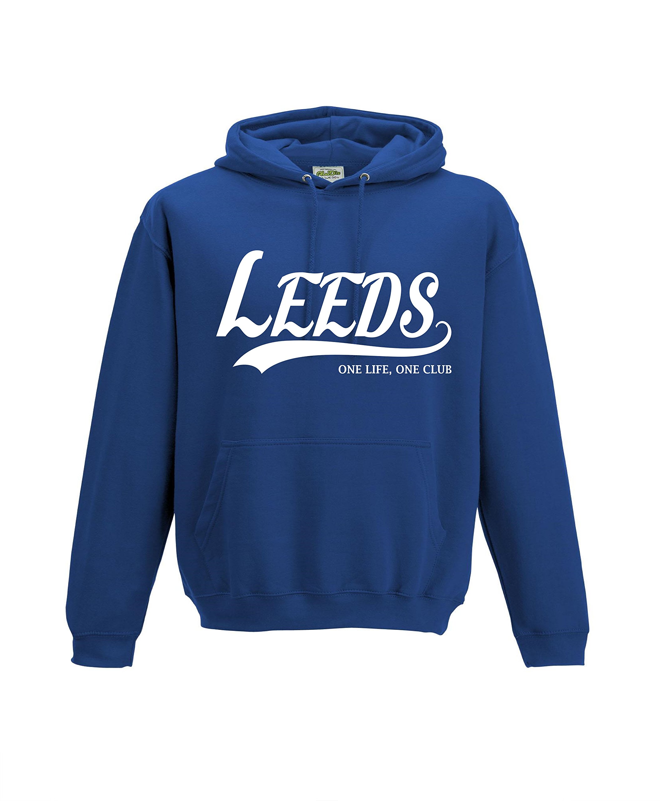 All About The Print LEEDS Football Gift - Hoodie one life one club top jumper sweatshirt FC Present FH24 (Adult Large, Blue)