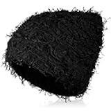 Distressed Knitted Beanie Fuzzy Winter Hats Thick Warm Y2k Beanie Snow Knit Cap Skull for Women Men