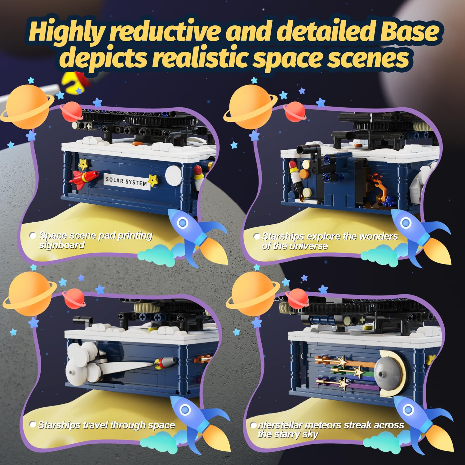 Solar System Building Sets，Compatible with Lego Space, Rotatable Planet Toys for Boys Age 8-12 with 9 Planets & Rocket Sets,Solar System for Kids,Gifts for Boys & Girls Age 8-14 Years Old，775 PCS