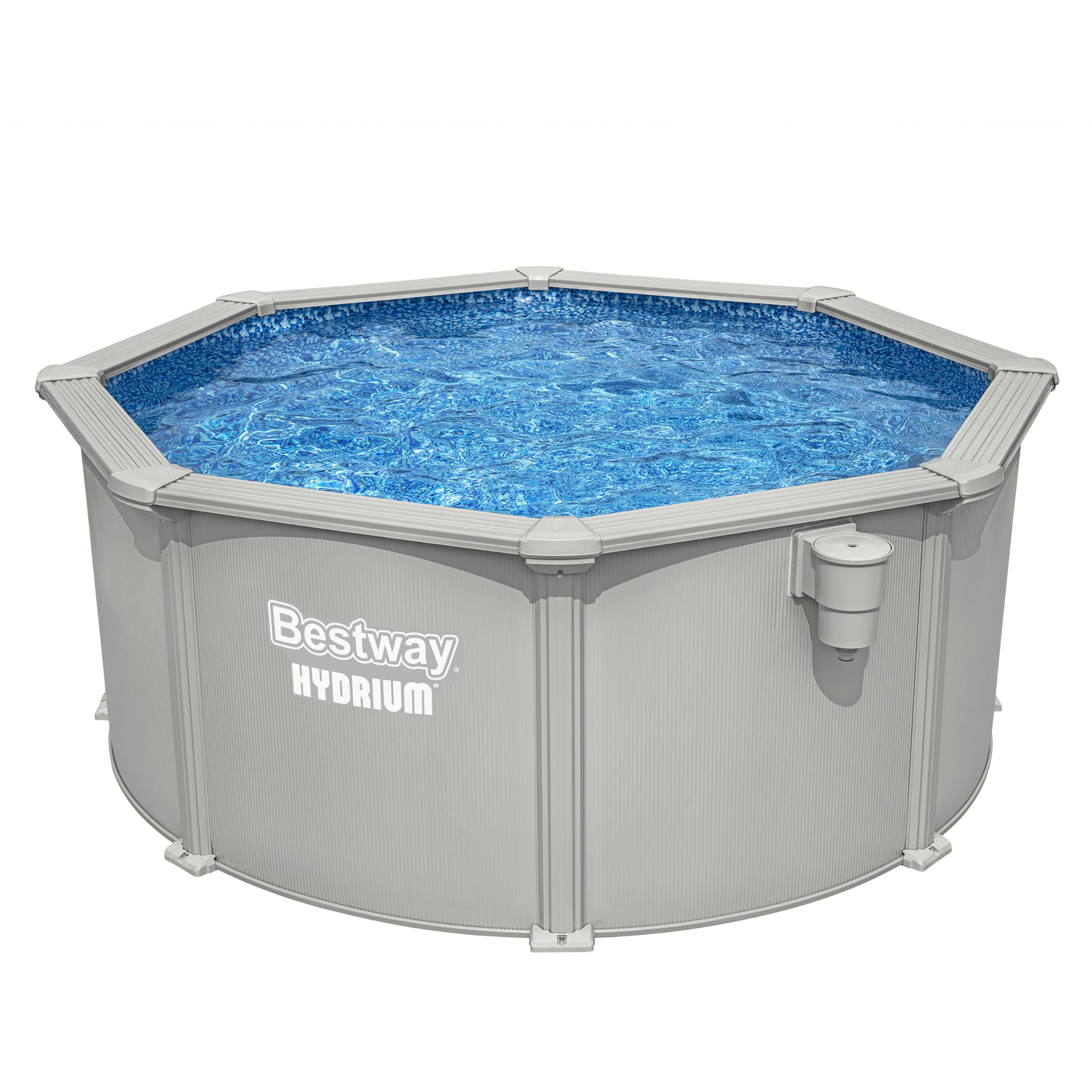 Bestway Hydrium Stahlwandpool Komplett-Set rund 305 x 122 cm Granitgrau Gartenpool Aufstellpool mit Sandfilteranlage