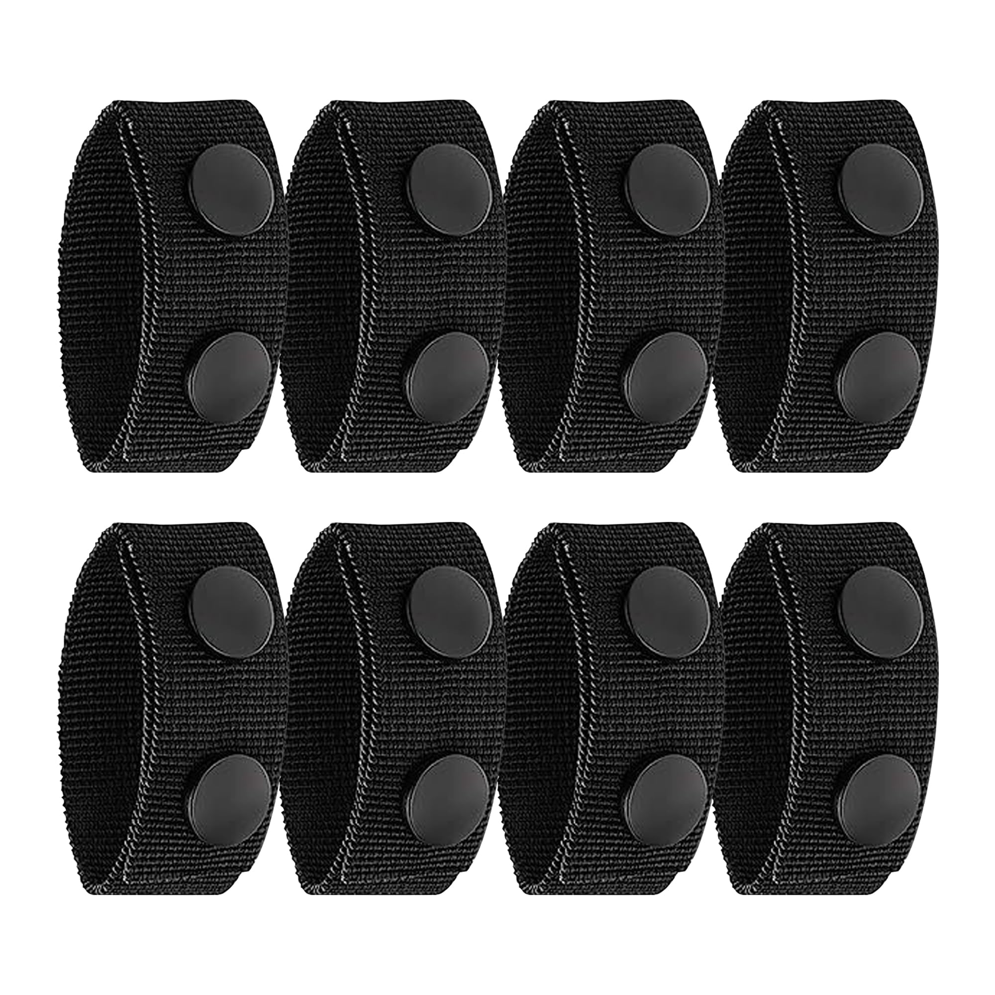 ZHUOMINGJIA8Pcs Duty Belt Keeper with Double Snaps,Nylon Belt Keepers for 2"-2.25" Belts,for Security Personnel, Police, Construction Workers, Cable Workers Fixing Work Belts (Black,8Pcs)