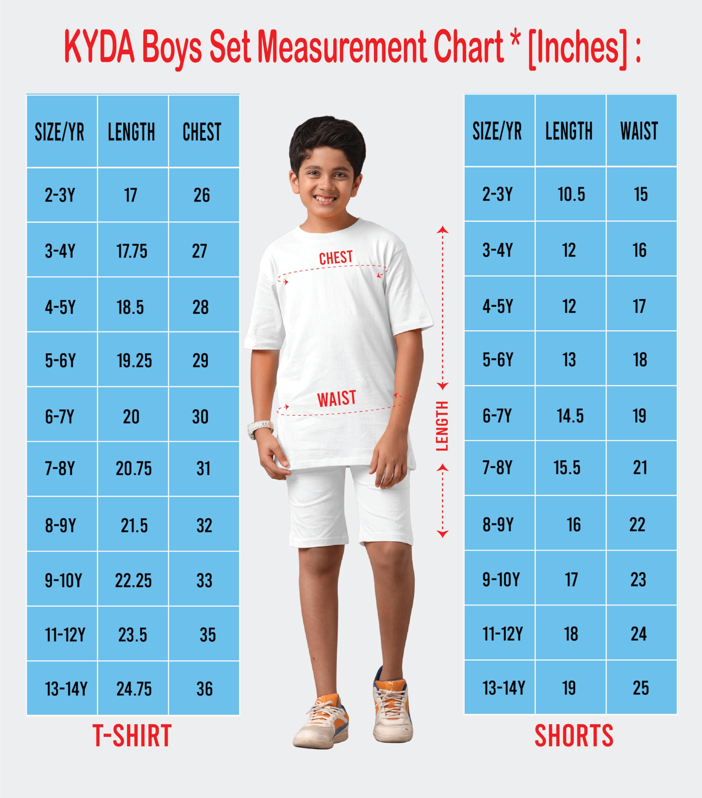 KYDA KIDS Camiseta y pantalón corto 100 % algodón puro estampado para niño