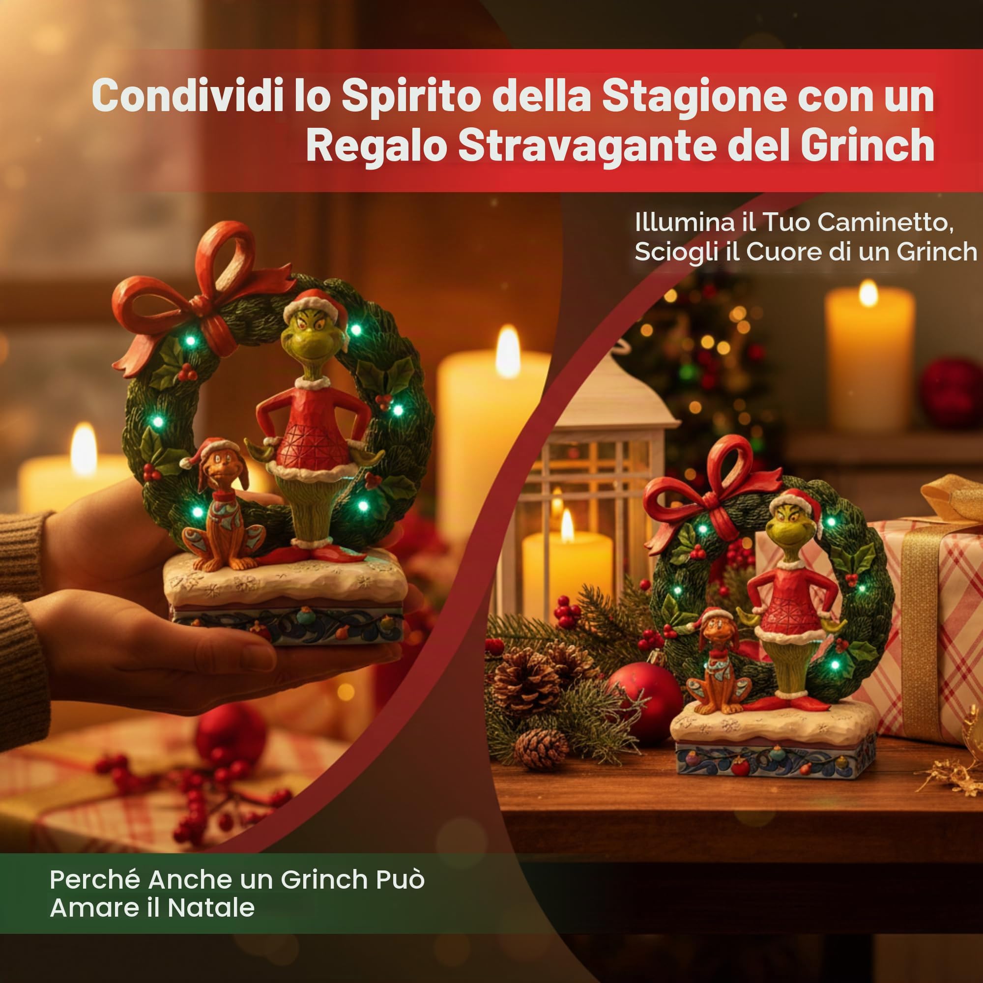 The Grinch by Jim Shore Grinch & Max - Ghirlanda luminosa