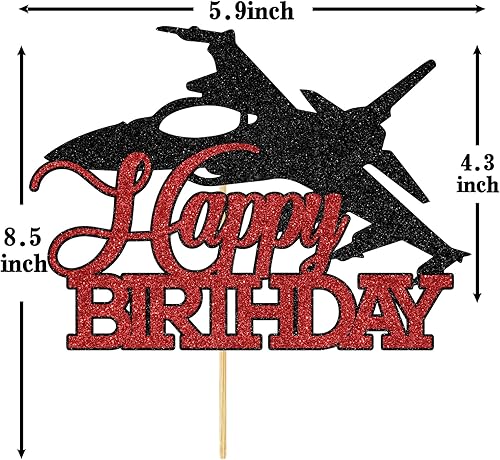 Miniatura 2 de Fighter Jet Happy Birthday Cake Topper, decoración de pastel de avión, decoración de pastel de cumpleaños para niños, decoración de pastel de