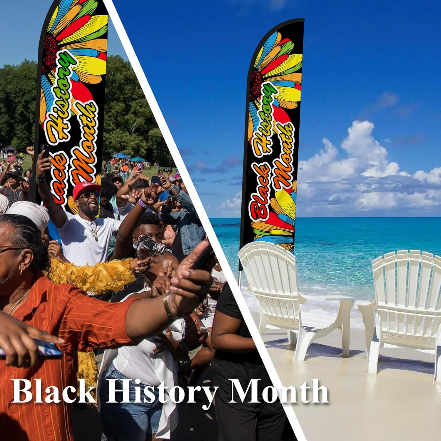 Black History Month Feather Flag 11FT Welcome Sign Holiday Party Yard Decoration Swooper Flag- Feather Flag Only (No Pole)