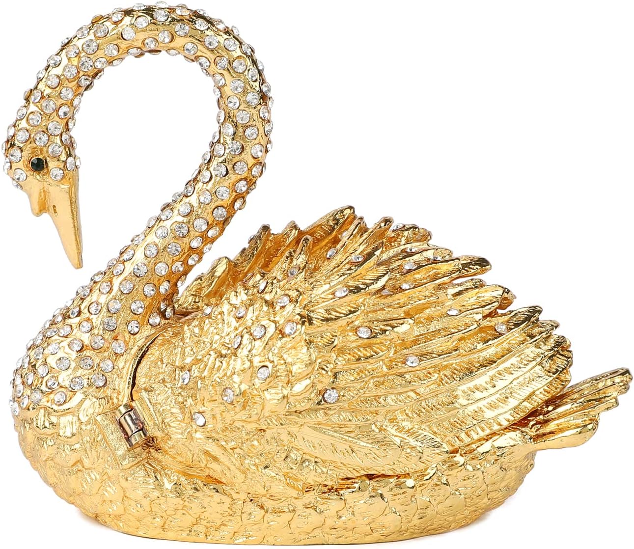Golden Swan Trinket Boxes Hinged Hand-Painted Jewelry Box Animals Figurine Craft Ornaments Unique Gift for Home Decor