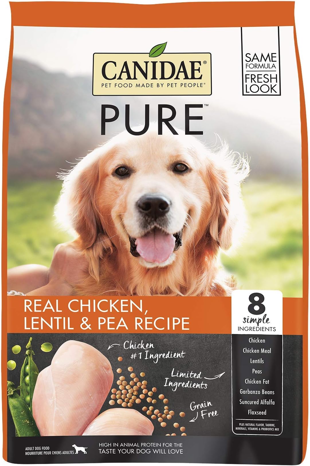 Canidae PURE Limited Ingredient Premium Adult Dry Dog Food, Chicken, Lentil and Pea Recipe, 12 Pounds, Grain Free
