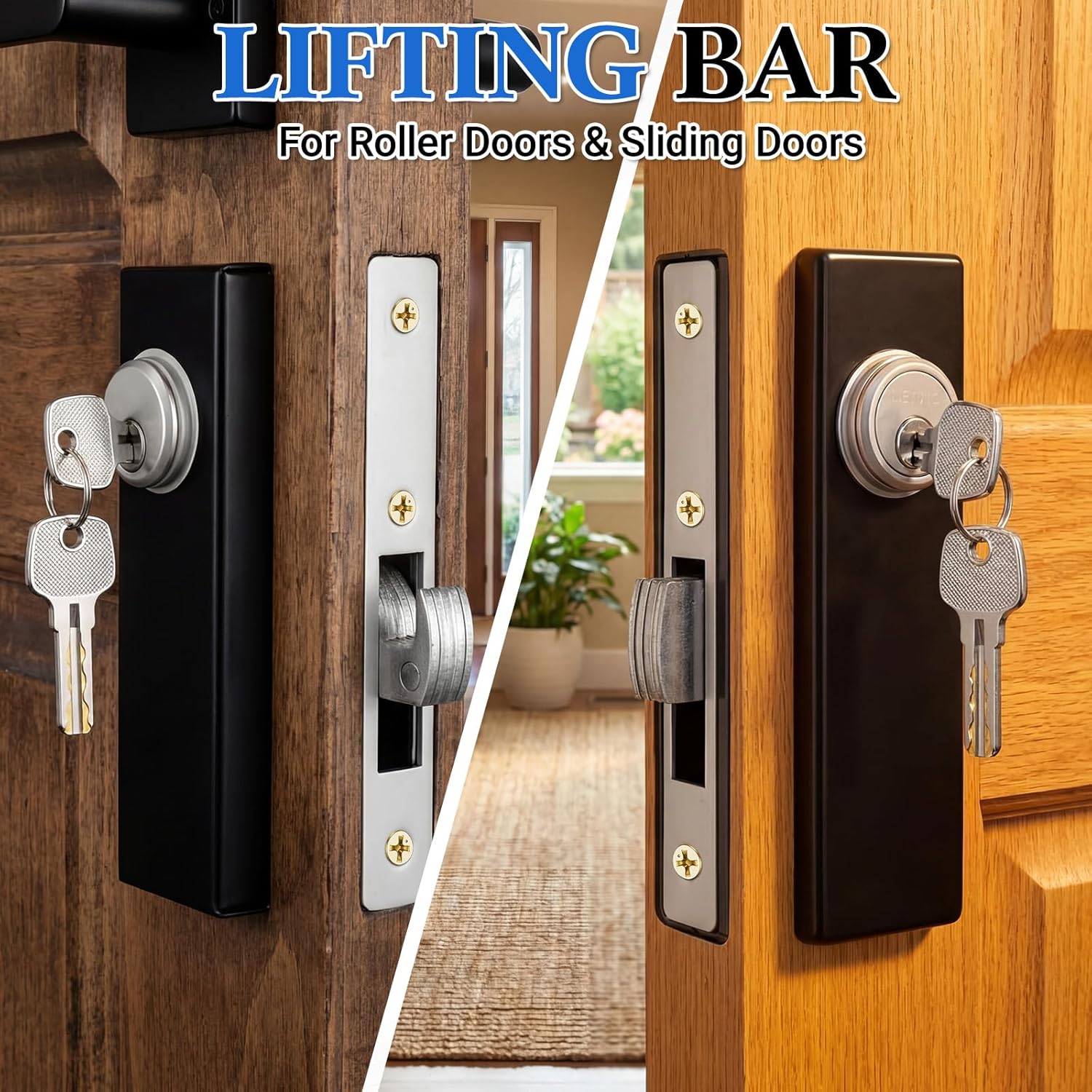 2 Pack Hook Bolt Mortise Lock Weldable Steel Hook Lock 1-1/8" Backset Keyed Sliding Gate Locks Metal Gates Locks Single Cylinder for Rolling Gate Sliding Door Commercial Residential